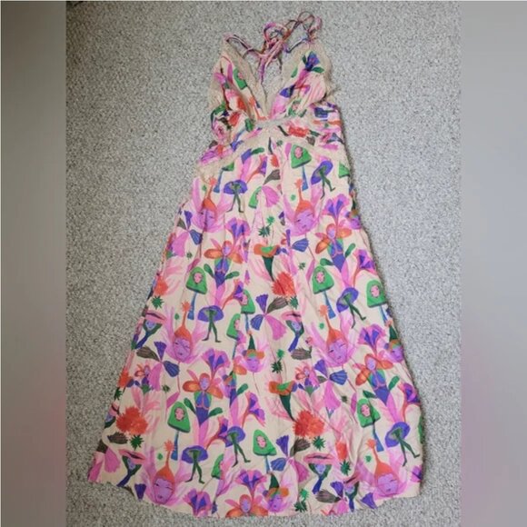 FARM Rio Fairies Sand Slip Midi Dress size S - Picture 4 of 9